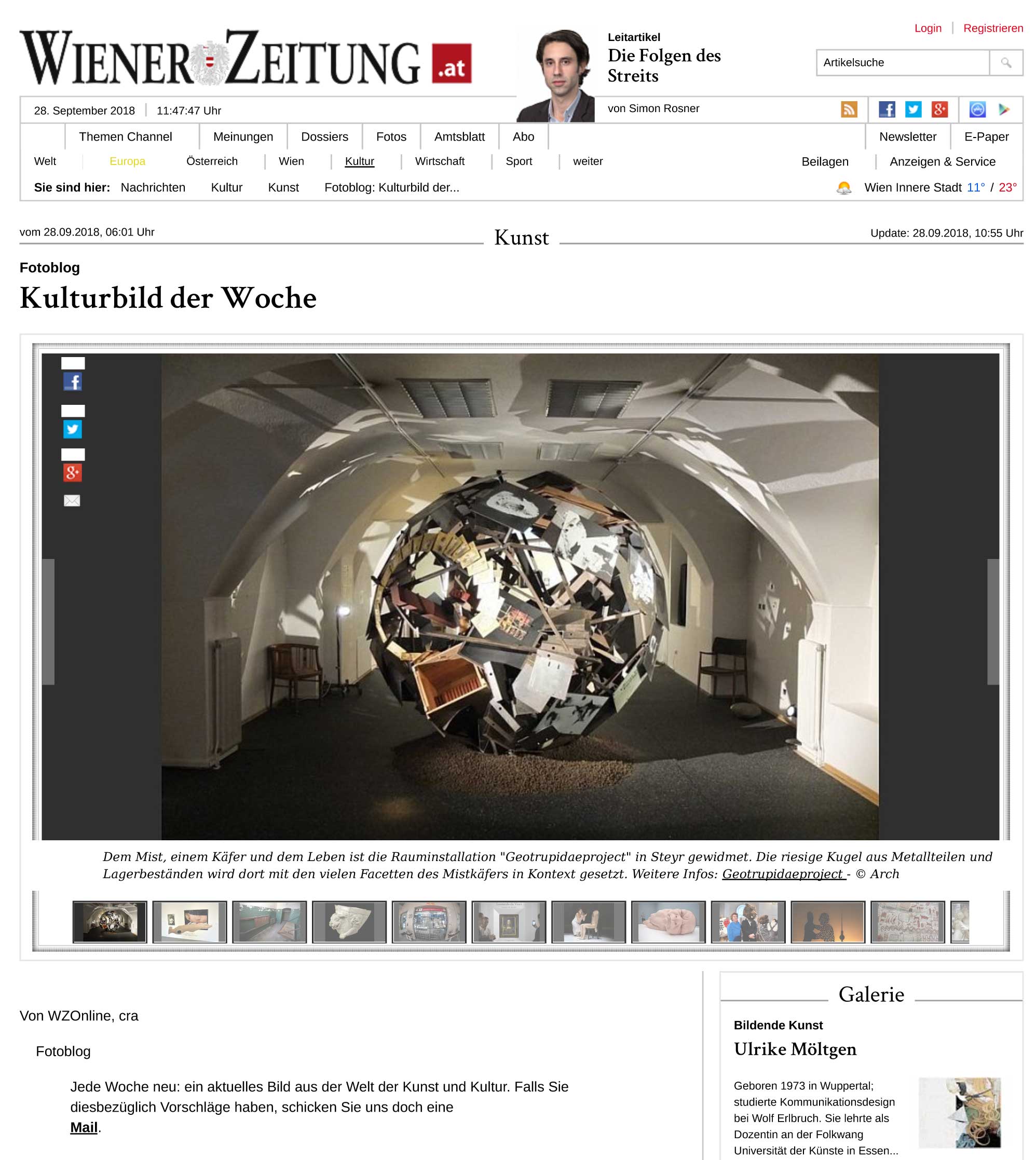 Wiener Zeitung - Steyr Grünmarkt 14 - Kulturbild der Woche