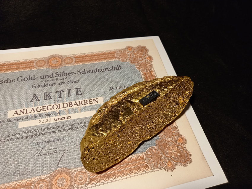 Anlagegoldbarren 2013 - Kalenderwoche 13 mit Degussa Aktie