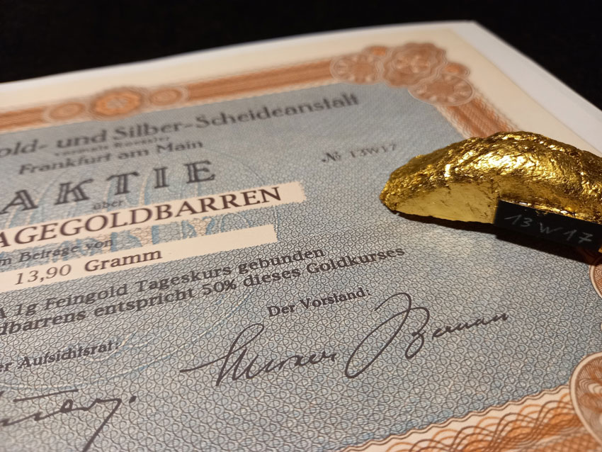 Anlagegoldbarren 2013 KW 17 mit Degussa Zertifikat