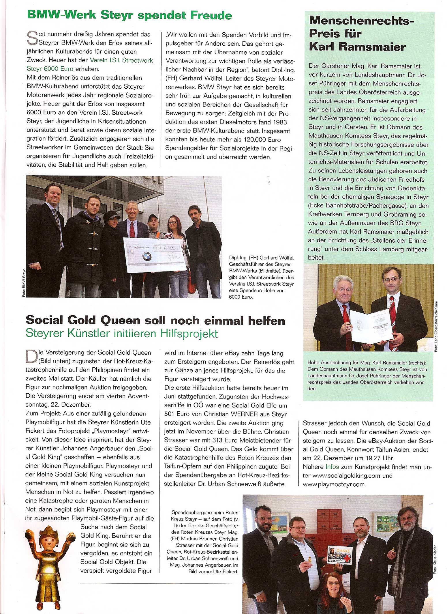 Social Gold Queen und King im Amtsblatt der Stadt Steyr 